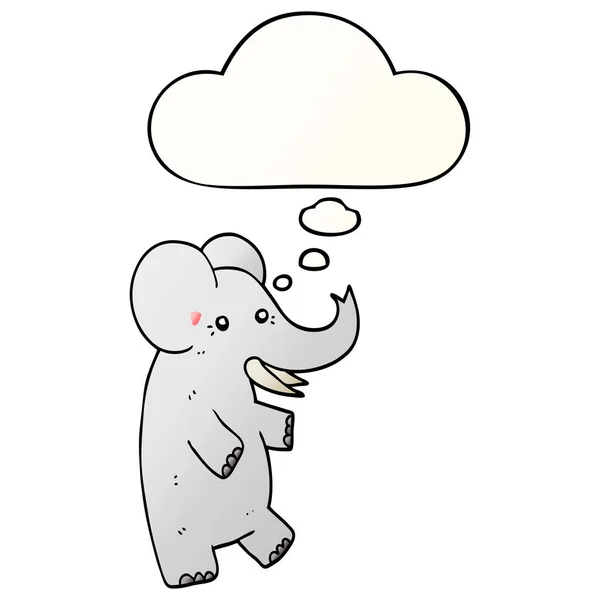 Gajah kartun dan gelembung pemikiran dalam gaya gradien halus - Stok Vektor