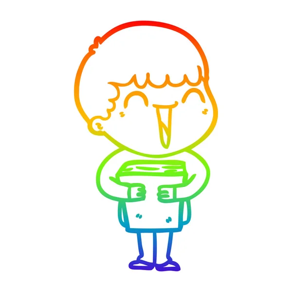 彩虹渐变线绘制卡通快乐的人 — 图库矢量图片