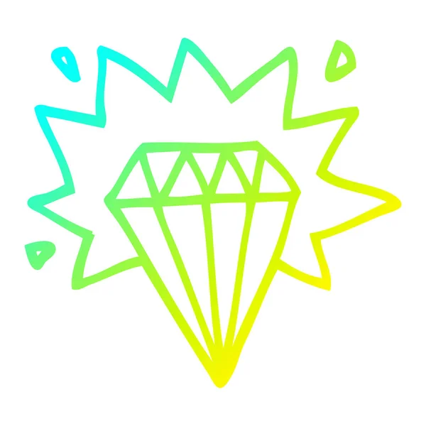 Froid dégradé ligne dessin dessin dessin animé tatouage diamant — Image vectorielle