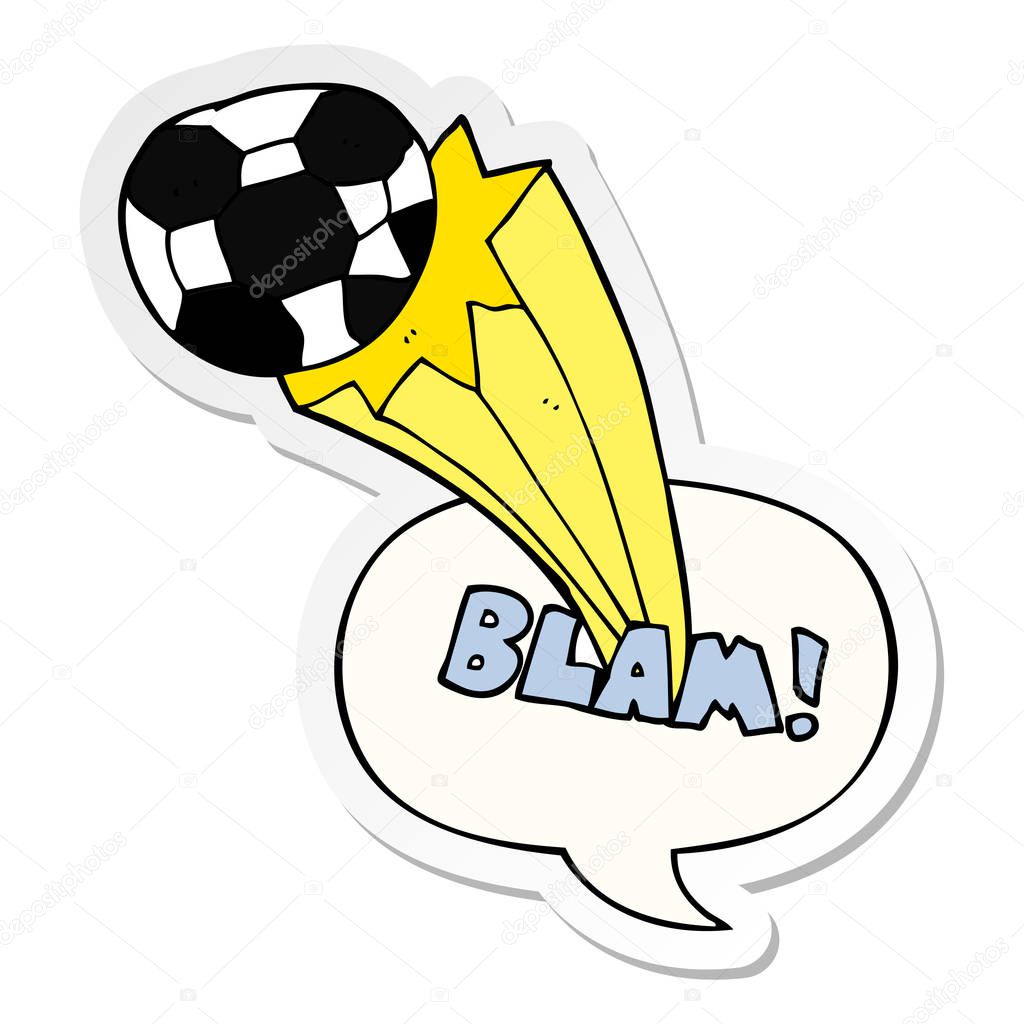 cartoon kicked soccer ball and speech bubble sticker
