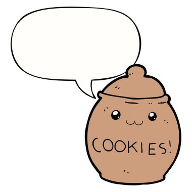 karikatür çerez kavanoz ve konuşma balonu