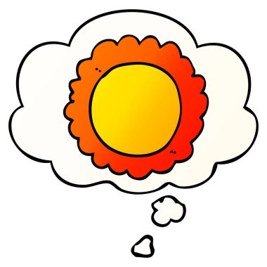 çizgi film çiçek ve pürüzsüz degrade tarzında düşünce balonu