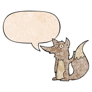 retro doku tarzında karikatür kurt ve konuşma balonu