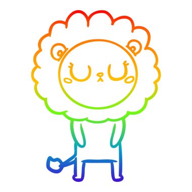 gökkuşağı degrade çizgi çizim karikatür aslan