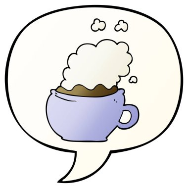 pürüzsüz degrade s kahve ve konuşma balonu karikatür sıcak fincan