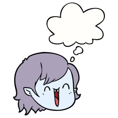 karikatür vampir kız yüz ve düşünce balonu