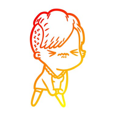 sıcak degrade çizgi çizim karikatür rahatsız hipster kız