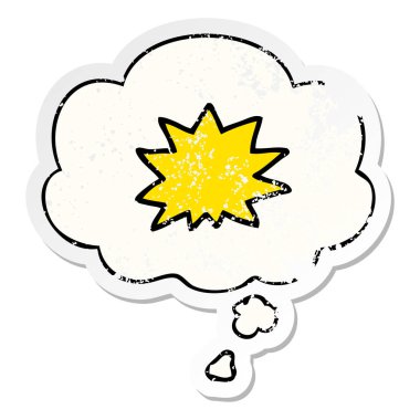 karikatür patlama ve sıkıntılı yıpranmış sticke olarak kabarcık düşünce