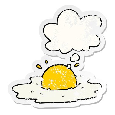 karikatür kızarmış yumurta ve sıkıntılı yıpranmış sticke olarak kabarcık düşündüm