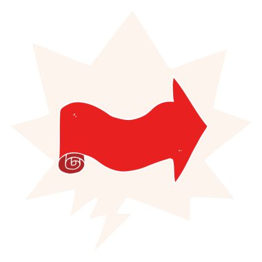 retro tarzında karikatür işaret ok ve konuşma balonu