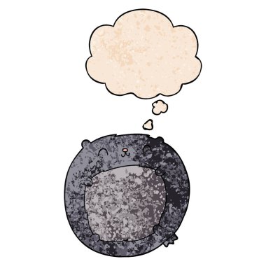 karikatür ayı ve grunge doku desen tarzında düşünce balonu