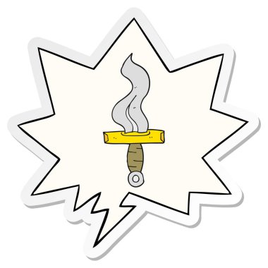 karikatür hançer ve konuşma kabarcık etiket