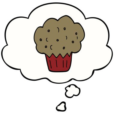 karikatür muffin ve düşünce balonu