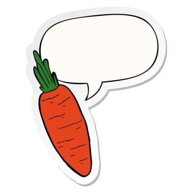 karikatür havuç ve konuşma kabarcık etiket