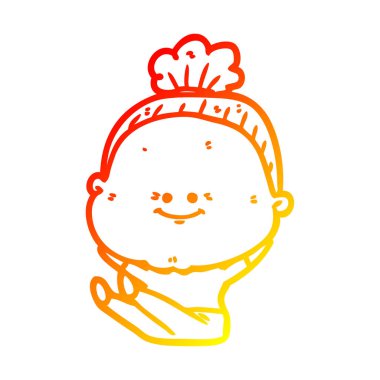 sıcak degrade çizgi çizim karikatür mutlu yaşlı kadın