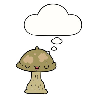 karikatür toadstool ve düşünce balonu
