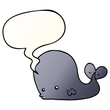 düzgün degrade tarzında karikatür balina ve konuşma balonu