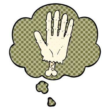 çizgi film zombi el ve çizgi roman tarzında kabarcık düşünce