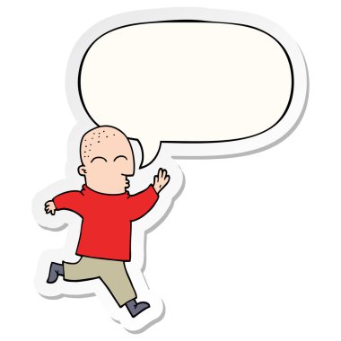 karikatür adam çalışan ve konuşma kabarcık etiket