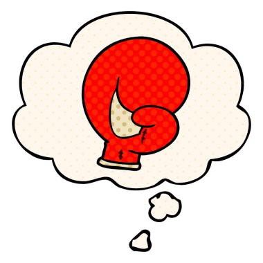 çizgi roman tarzında boks eldiven karikatür ve düşünce balonu