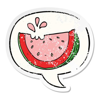 karikatür karpuz ve konuşma balonu sıkıntılı etiket