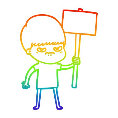 gökkuşağı gradyan çizgi çizim kızgın karikatür çocuk protesto