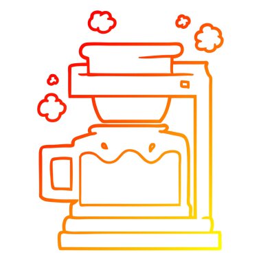 sıcak degrade çizgi çizim karikatür kahve demliği