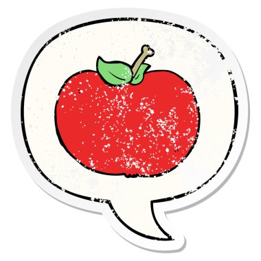 karikatür elma ve konuşma balonu sıkıntılı etiket