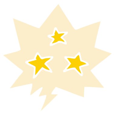 retro tarzında karikatür yıldız ve konuşma balonu