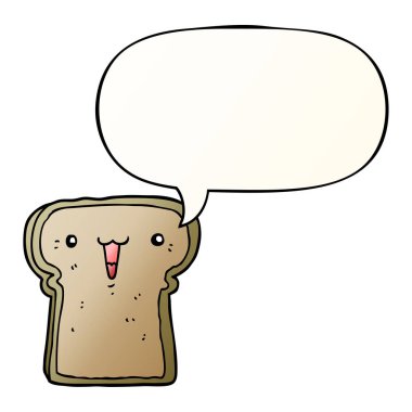 pürüzsüz degrade tarzında sevimli karikatür tost ve konuşma balonu