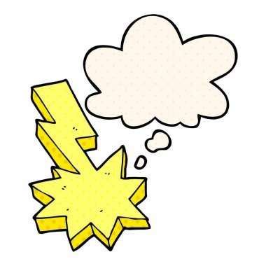 çizgi film yıldırım grev ve çizgi roman tarzında kabarcık düşünce