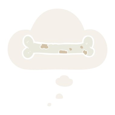 retro tarzında karikatür kemik ve düşünce balonu