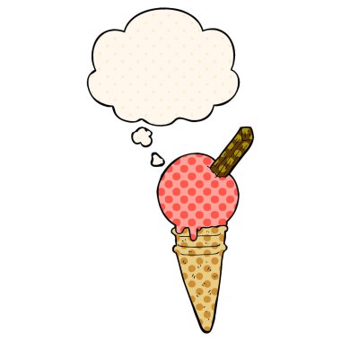 çizgi film dondurma ve çizgi roman tarzında düşünce balonu