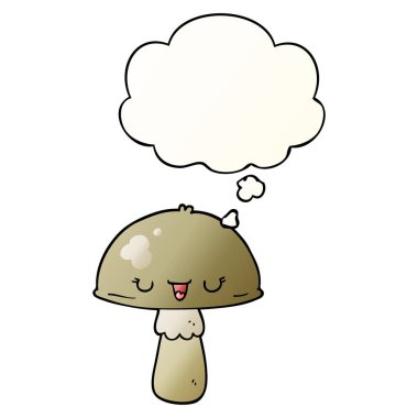 çizgi film mantarı ve pürüzsüz degrade tarzında düşünce balonu