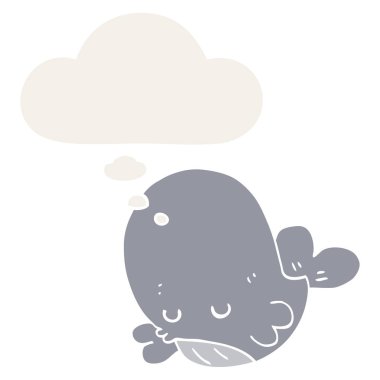 retro tarzında karikatür balina ve düşünce balonu