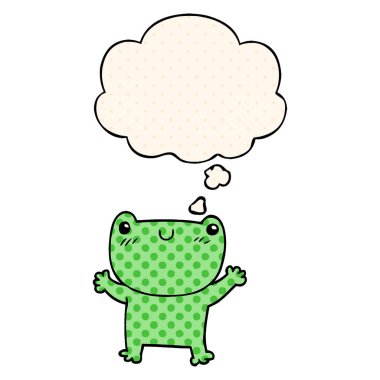 çizgi film kurbağa ve çizgi roman tarzında düşünce balonu
