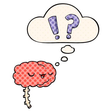 çizgi film meraklı beyin ve çizgi roman tarzında düşünce balonu