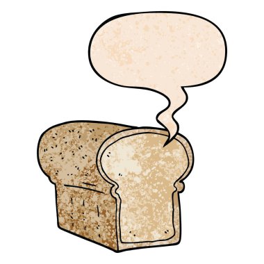 retro doku tarzında ekmek ve konuşma balonu karikatür somun