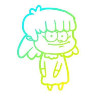 soğuk degrade çizgi çizim karikatür gülümseyen kadın