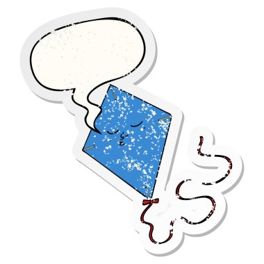 karikatür uçurtma ve konuşma balonu sıkıntılı etiket