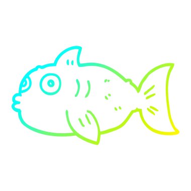 soğuk degrade çizgi çizim karikatür balık şaşırttı