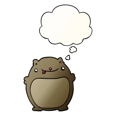 karikatür yağ ayı ve pürüzsüz degrade tarzında kabarcık düşünce