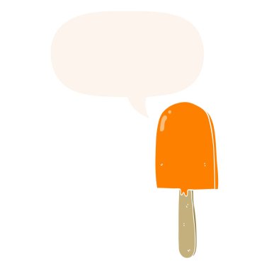 retro tarzında karikatür lolipop ve konuşma balonu