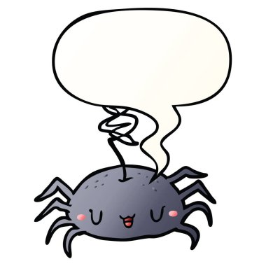 düzgün degrade st karikatür halloween örümcek ve konuşma balonu