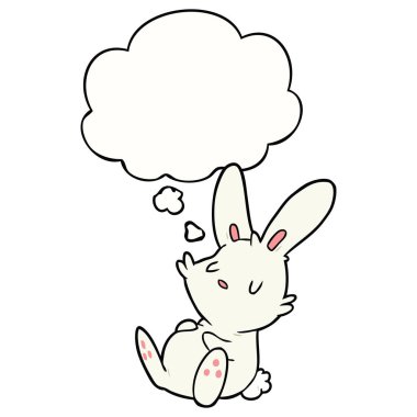karikatür tavşan uyku ve düşünce balonu