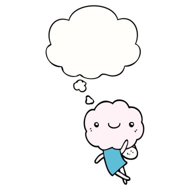 sevimli bulut kafa yaratık ve düşünce balonu