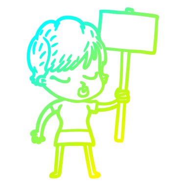 gözleri kapalı soğuk degrade çizgi çizim karikatür kadın