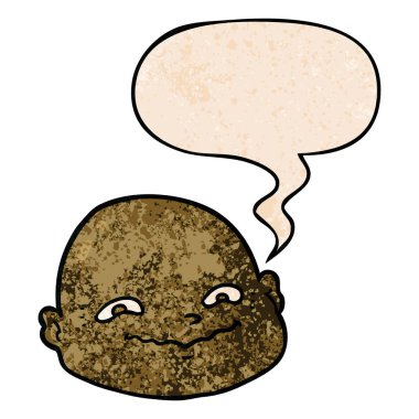 retro doku tarzında karikatür kel adam ve konuşma balonu