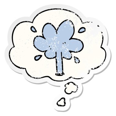 karikatür su fışkırtme ve sıkıntılı yıpranmış sti olarak kabarcık düşünce