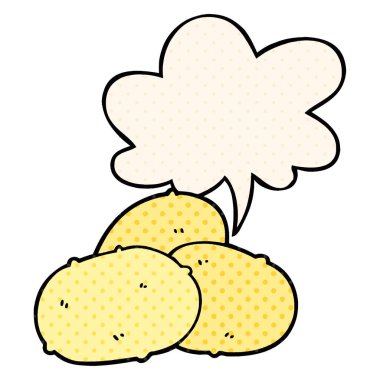 çizgi roman tarzında karikatür patates ve konuşma balonu